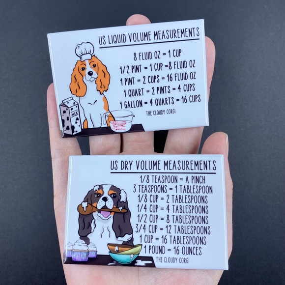 Cavalier King Charles Spaniel Dog Measuring Chart Magnets Kitchen Baking Guide - Picture 2 of 6